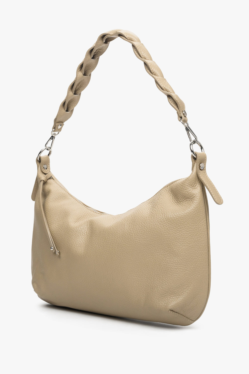 Small Sand Beige Leather Women's Shoulder Bag Made in Italy Estro ER00113003