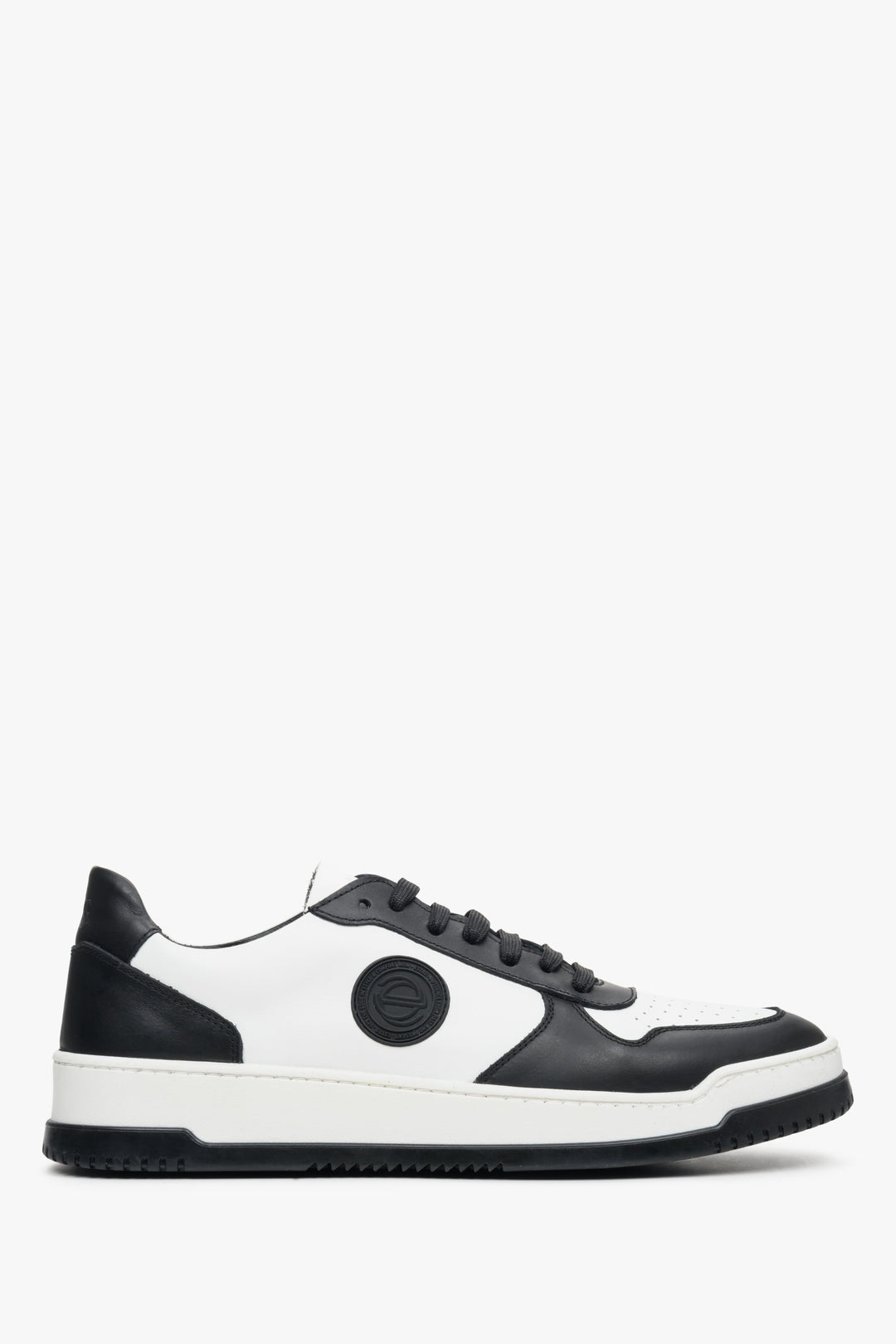Black & White Leather Men's Sneakers Estro ER00112970