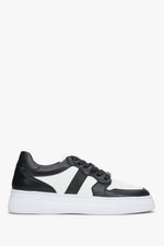 Mid-Season Black & White Leather Women's Sneakers Estro ER00113060