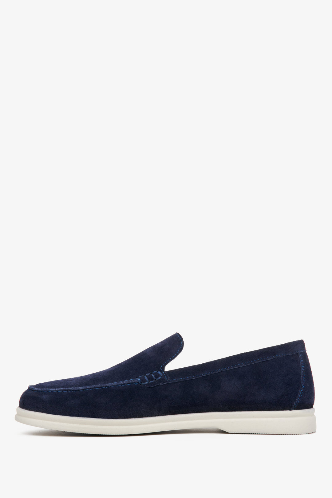 Men's navy blue loafers for spring made of natural velvet.