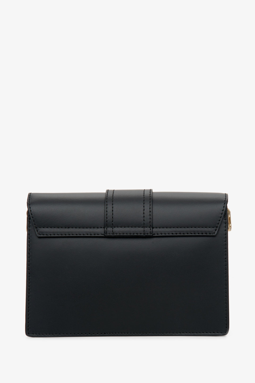 Small, elegant black women's shoulder bag made in Italy - reverse.