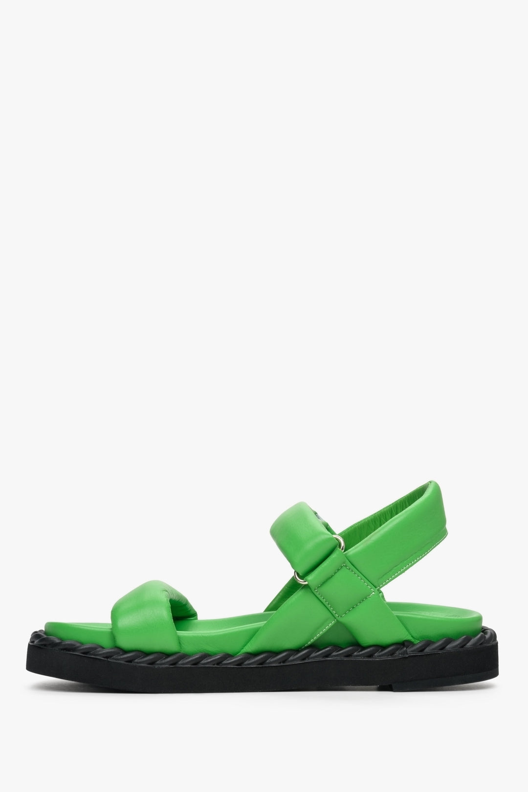Estro women's green leather sandals for summer - shoe side.