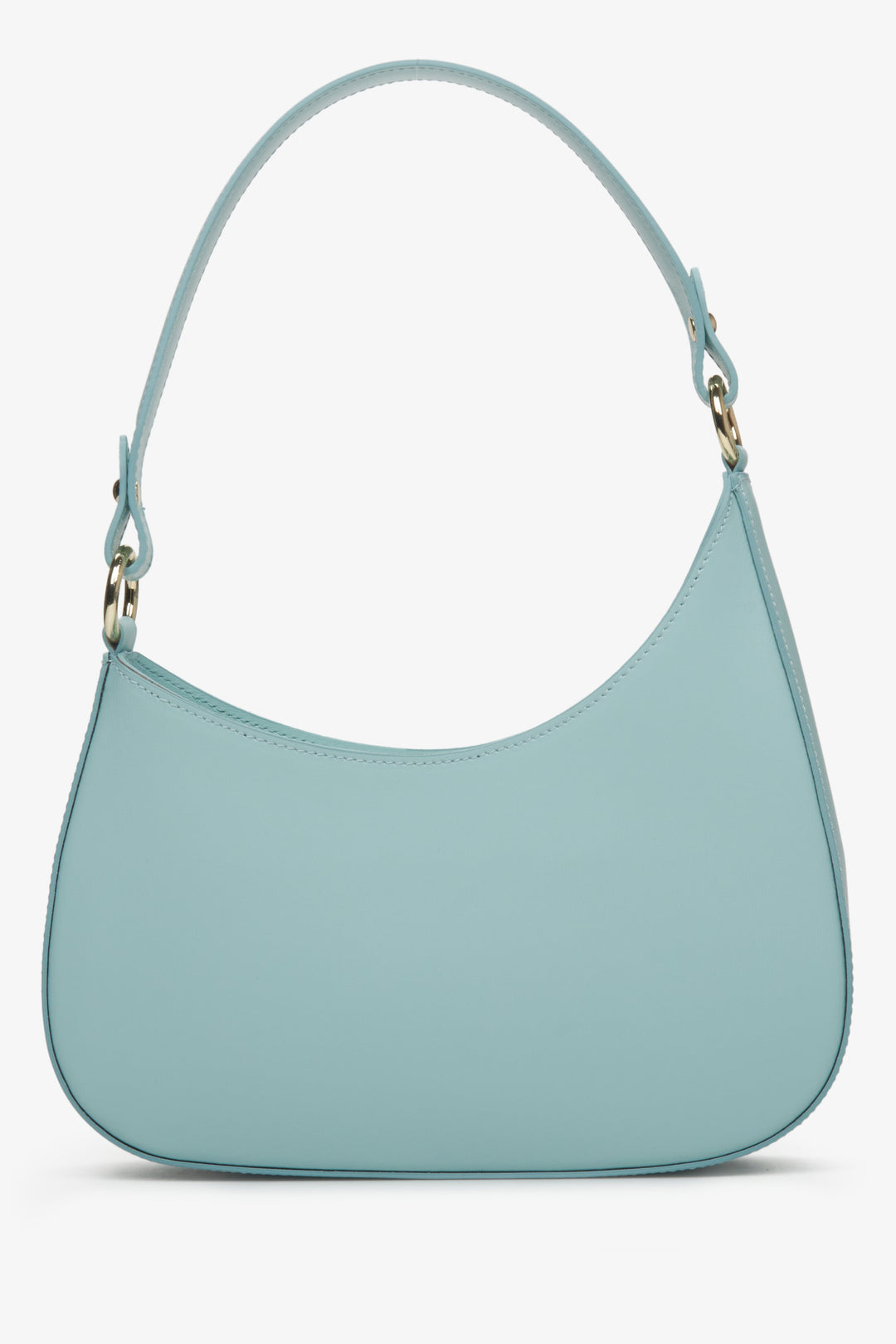 Estro women's handbag in blue natural leather sewn in Italy.