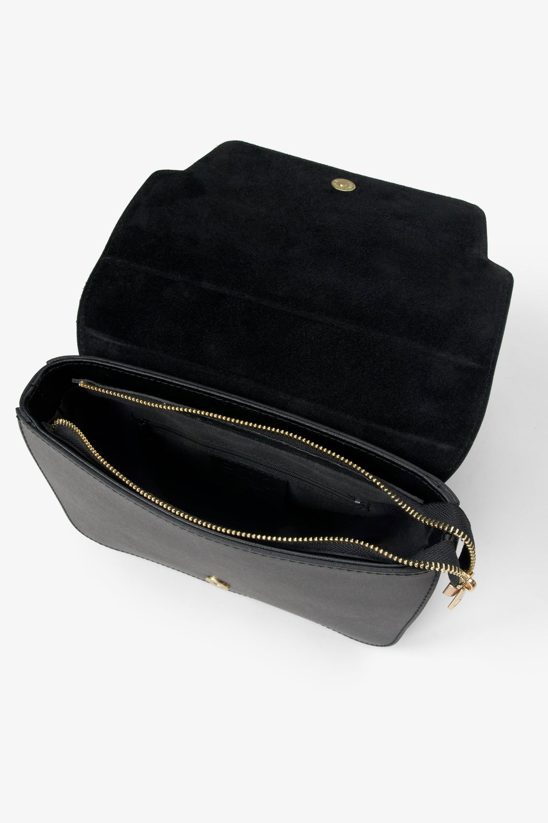Women's black shoulder bag in Italian natural leather - textile lining.