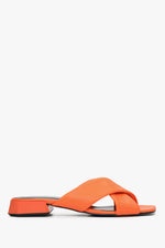 Women's Orange Cross Strap Leather Mules Estro ER00112988