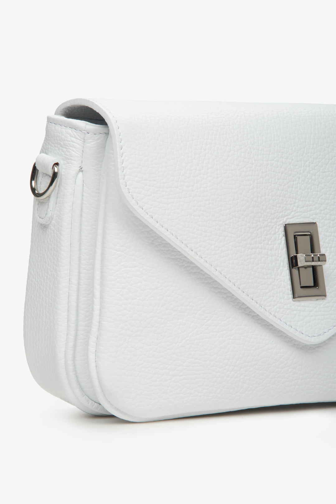 White small ESTRO women's shoulder bag made of Italian natural leather.