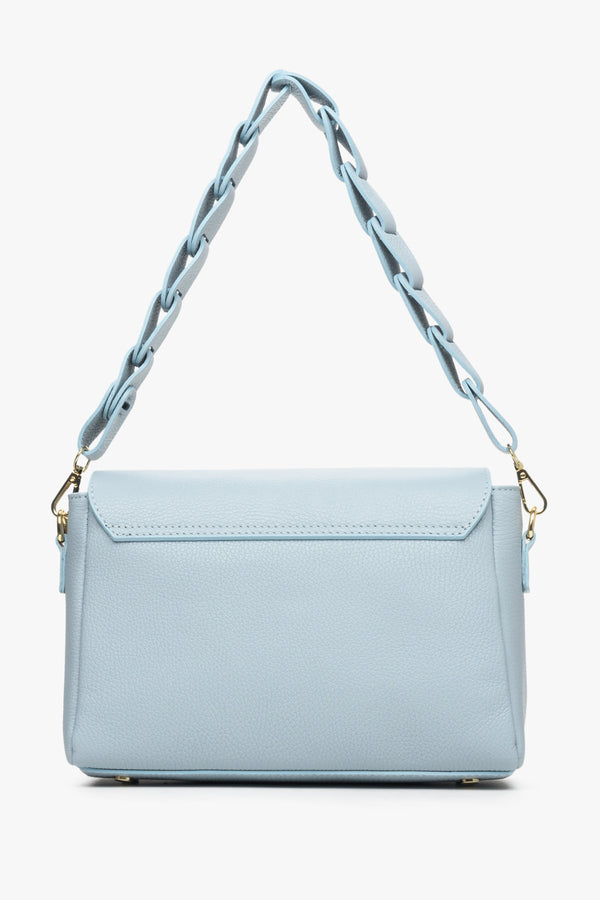 Women's light blue leather shoulder bag by Estro - reverse.