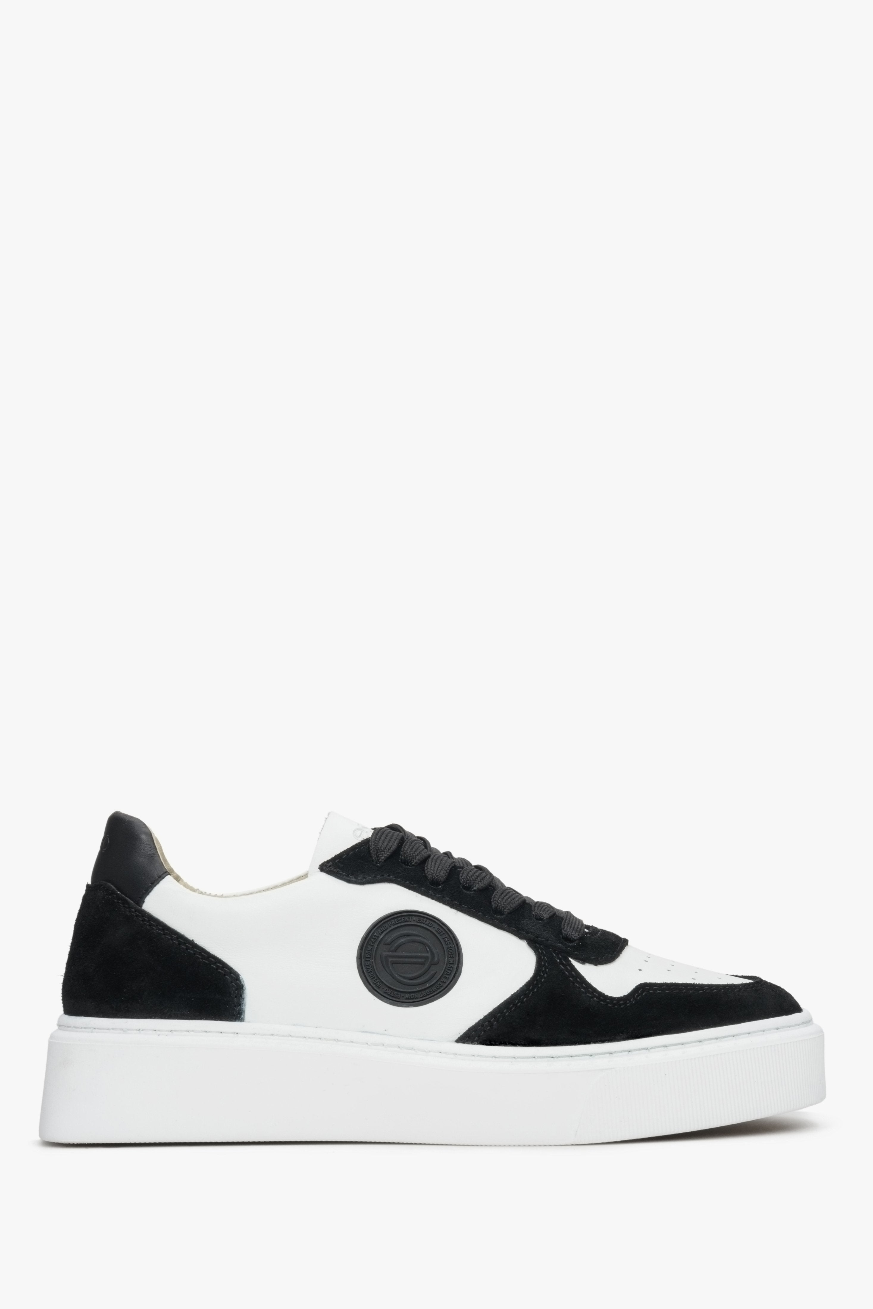 Women's Black and White Leather Sneakers Estro ER00113062