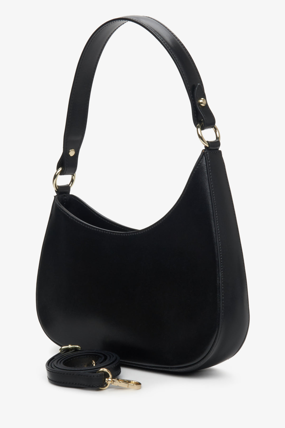 Women's Black Estro shoulder bag with detachable strap.