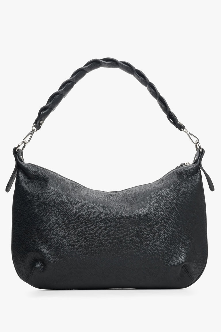 Estro women's shoulder bag hand sewn in Italy, black color.