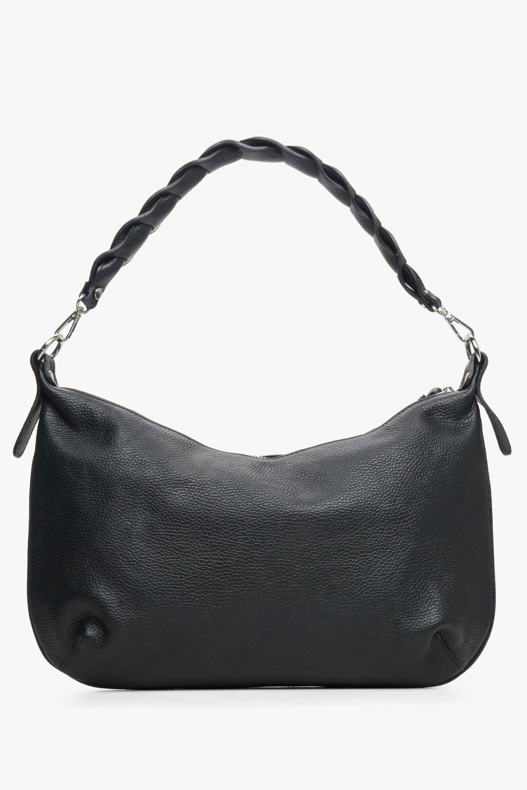 Estro women's shoulder bag hand sewn in Italy, black color.