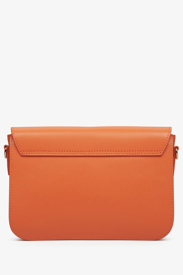 Orange leather Estro women's handbag made of Italian natural fabrics - reverse.