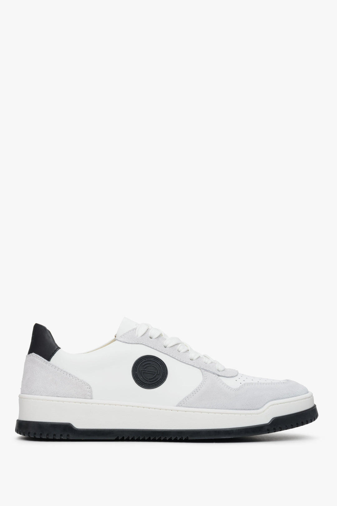 Grey & White Men's Sneakers made of Leather and Suede Estro ER00113018