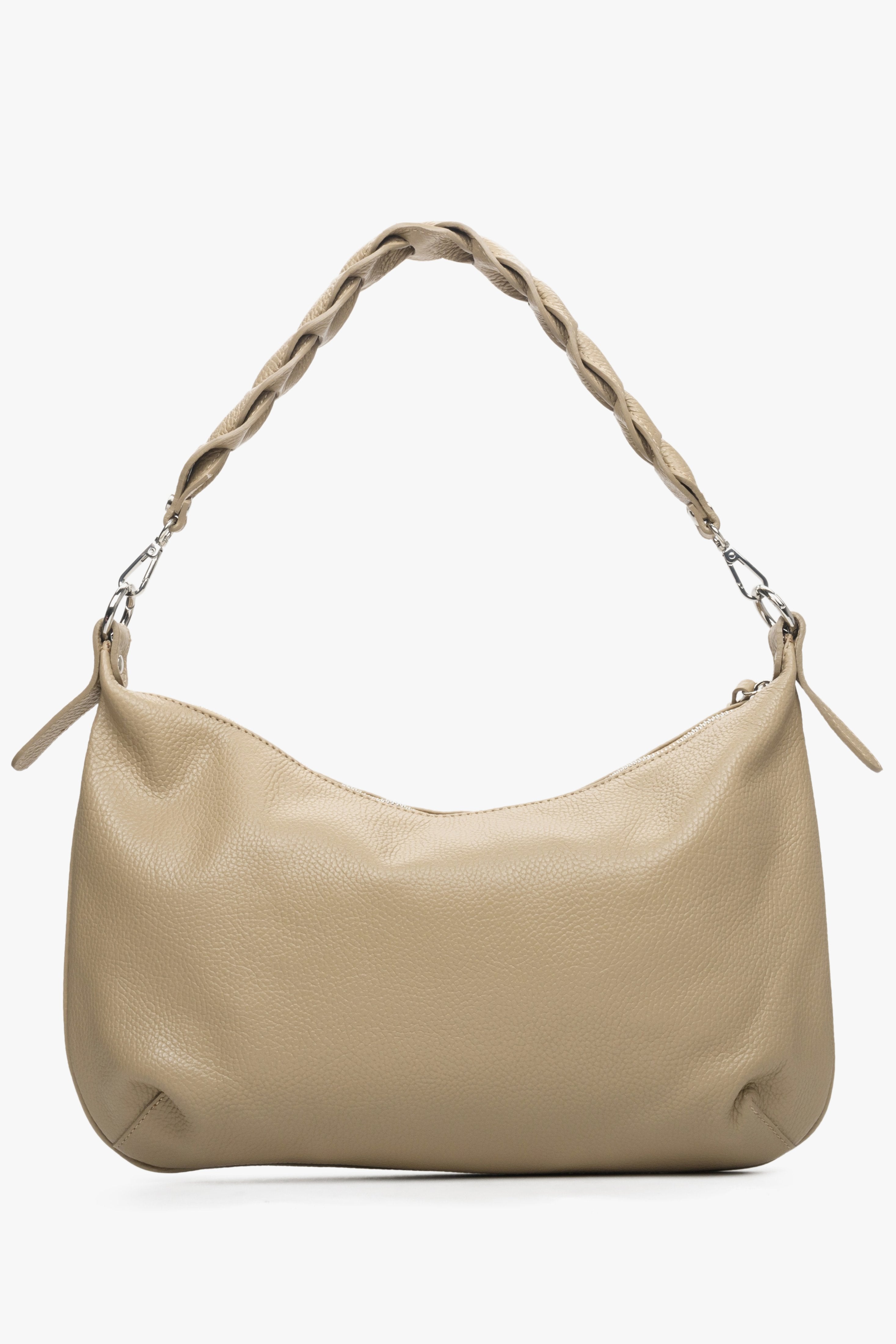 Estro women's shoulder bag hand sewn in Italy, sand beige colour.