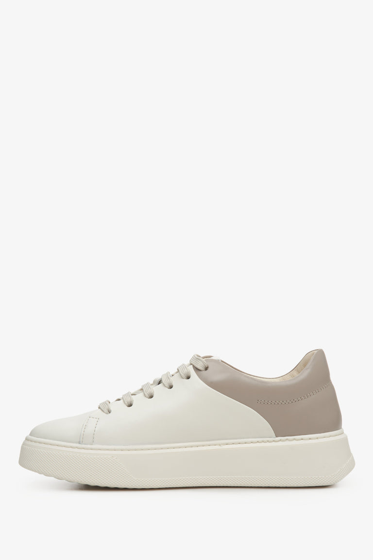 Women's beige and brown natural leather Estro sneakers - shoe profile.