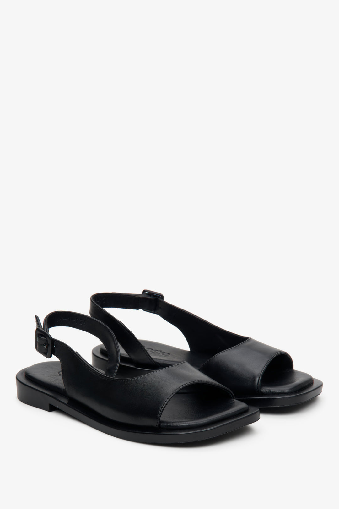 Black Open-Sided Women's Leather Sandals Estro ER00113082