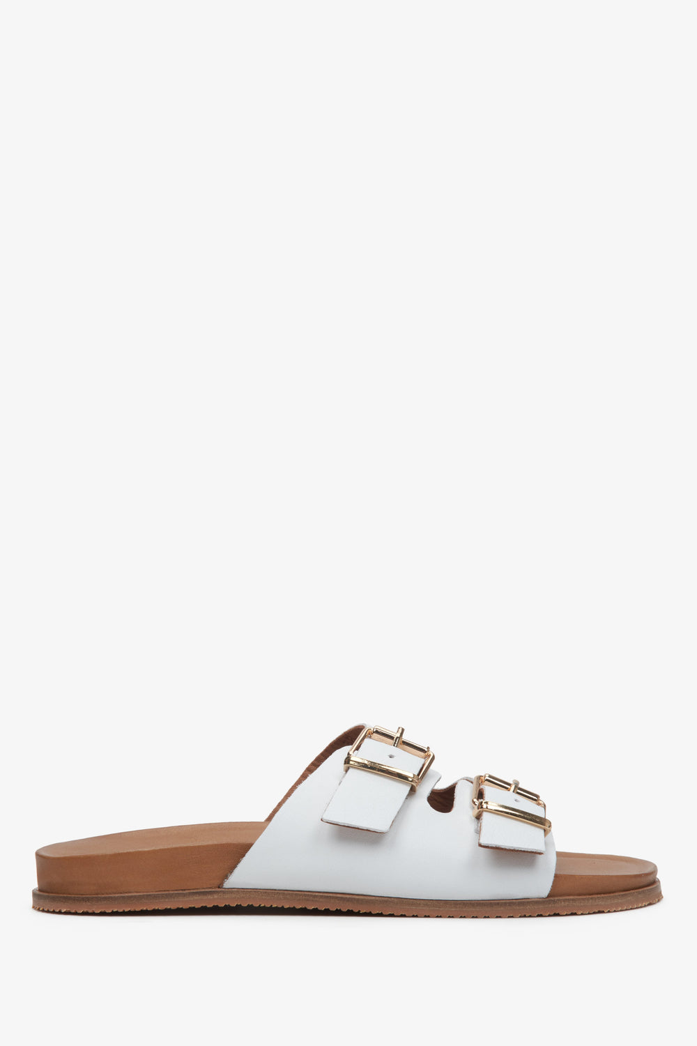 Women's White Slide Sandals made of Italian Leather Estro ER00113091