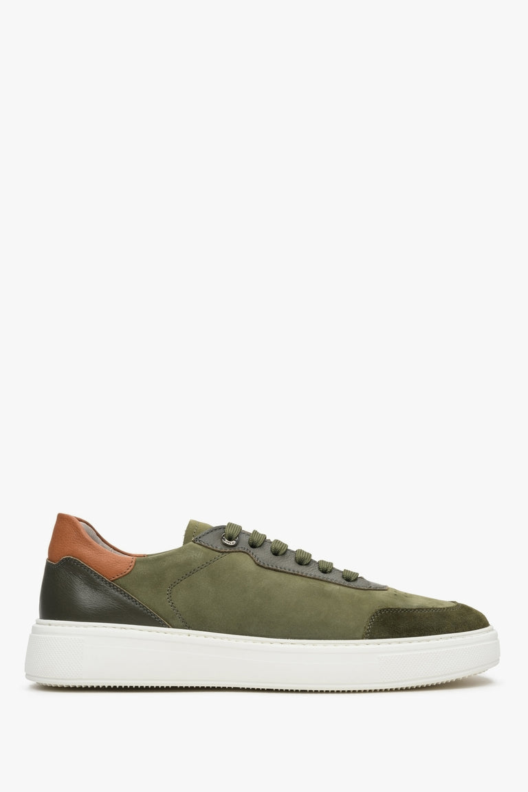 Green & Brown Natural Nubuck Men's Sneakers Estro ER00112971