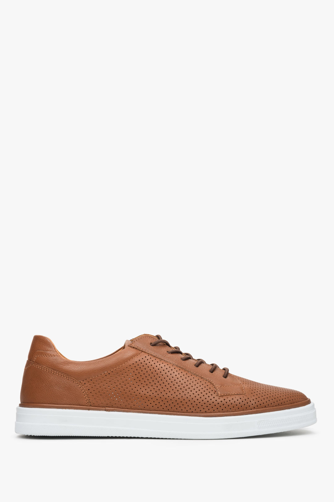 Brown Perforated Men's Leather Sneakers for Summer Estro ER00112900