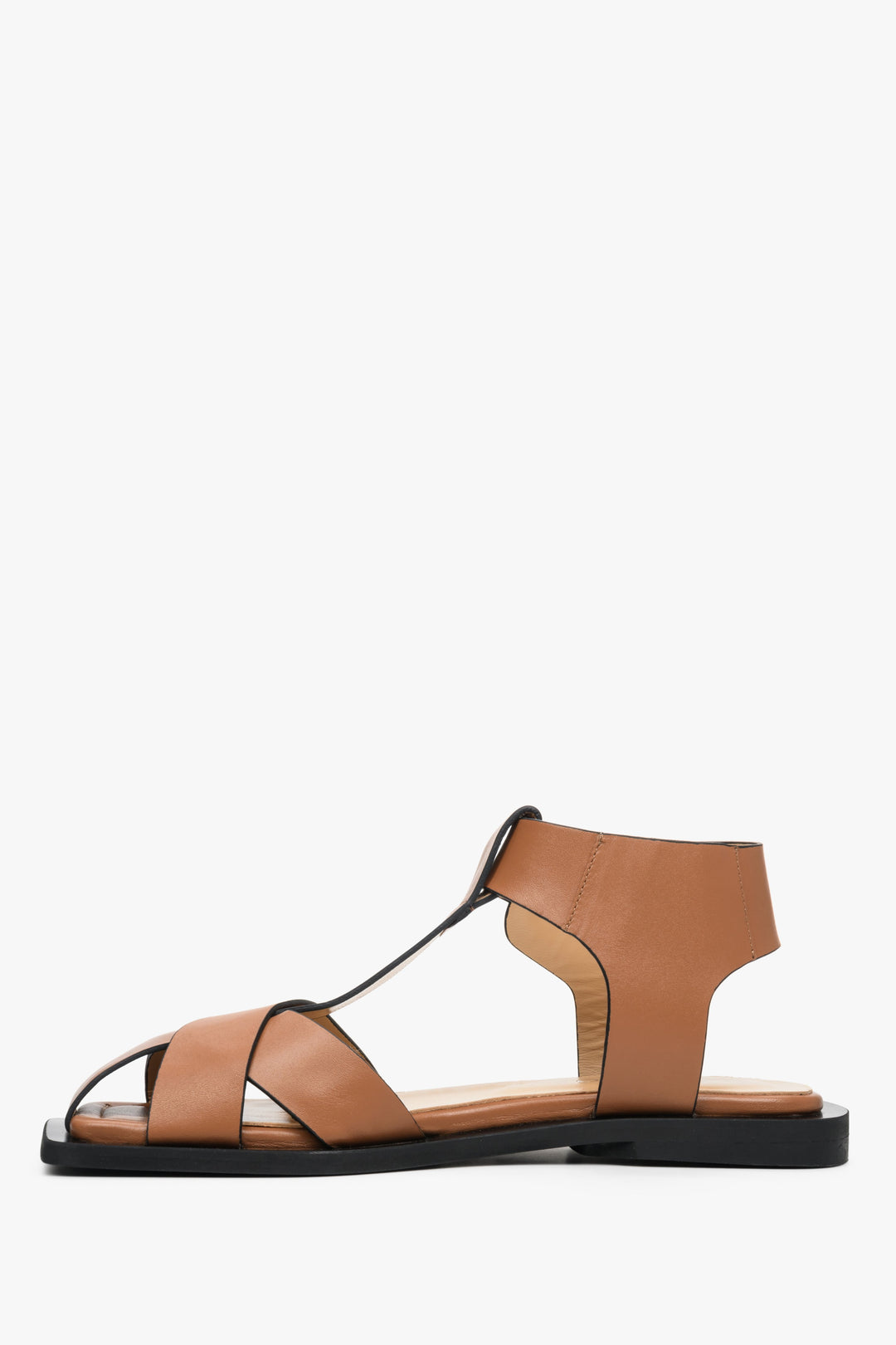 Women's sandals in brown color with thick straps for summer, brand Estro.