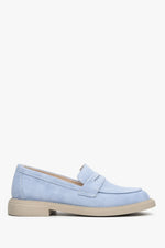 Women's Light Blue Suede Loafers Estro ER00112945