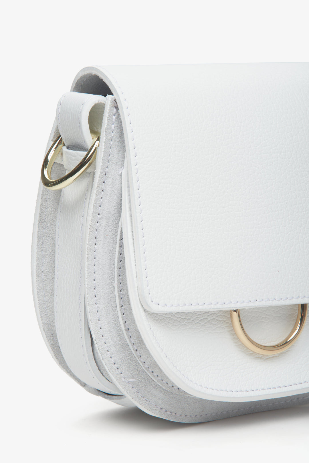 Small Italian leather white crossbody women's bag.