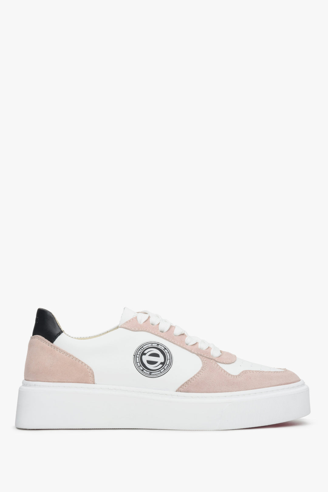 Women's Pink and White Leather Sneakers Estro ER00113063