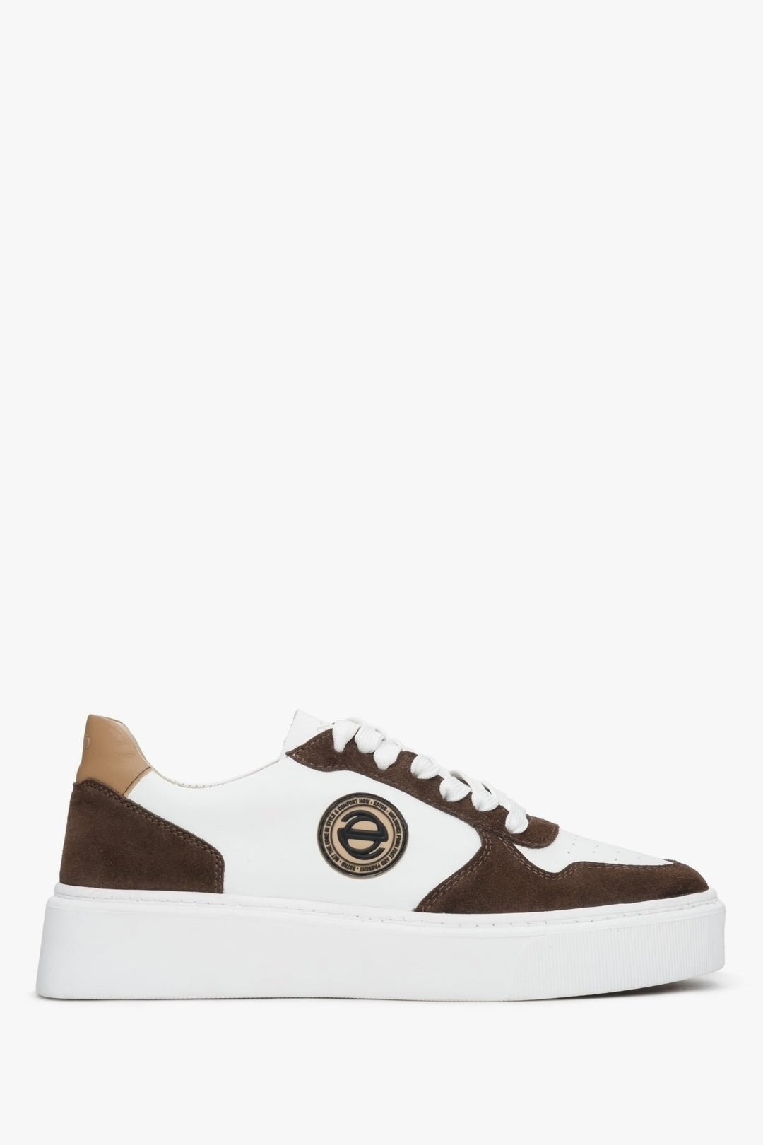 Women's Brown and White Leather Sneakers Estro ER00113061